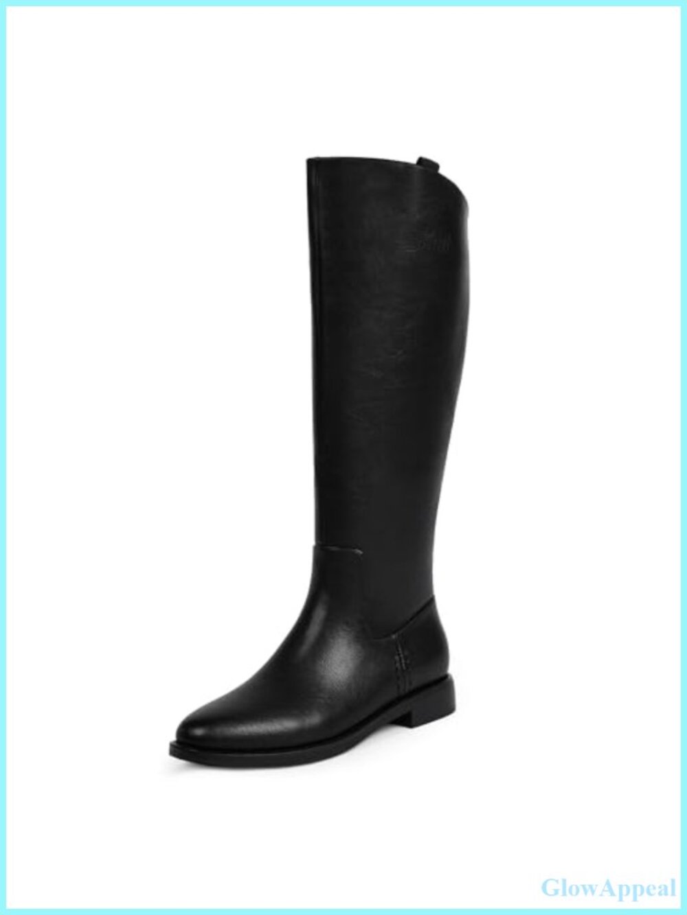 Knee High Riding Boots Women Round Toe Low Chunky Heel Faux Leather